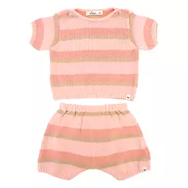 oh baby! Country Club Knitted Short Set - Apricot Stripe