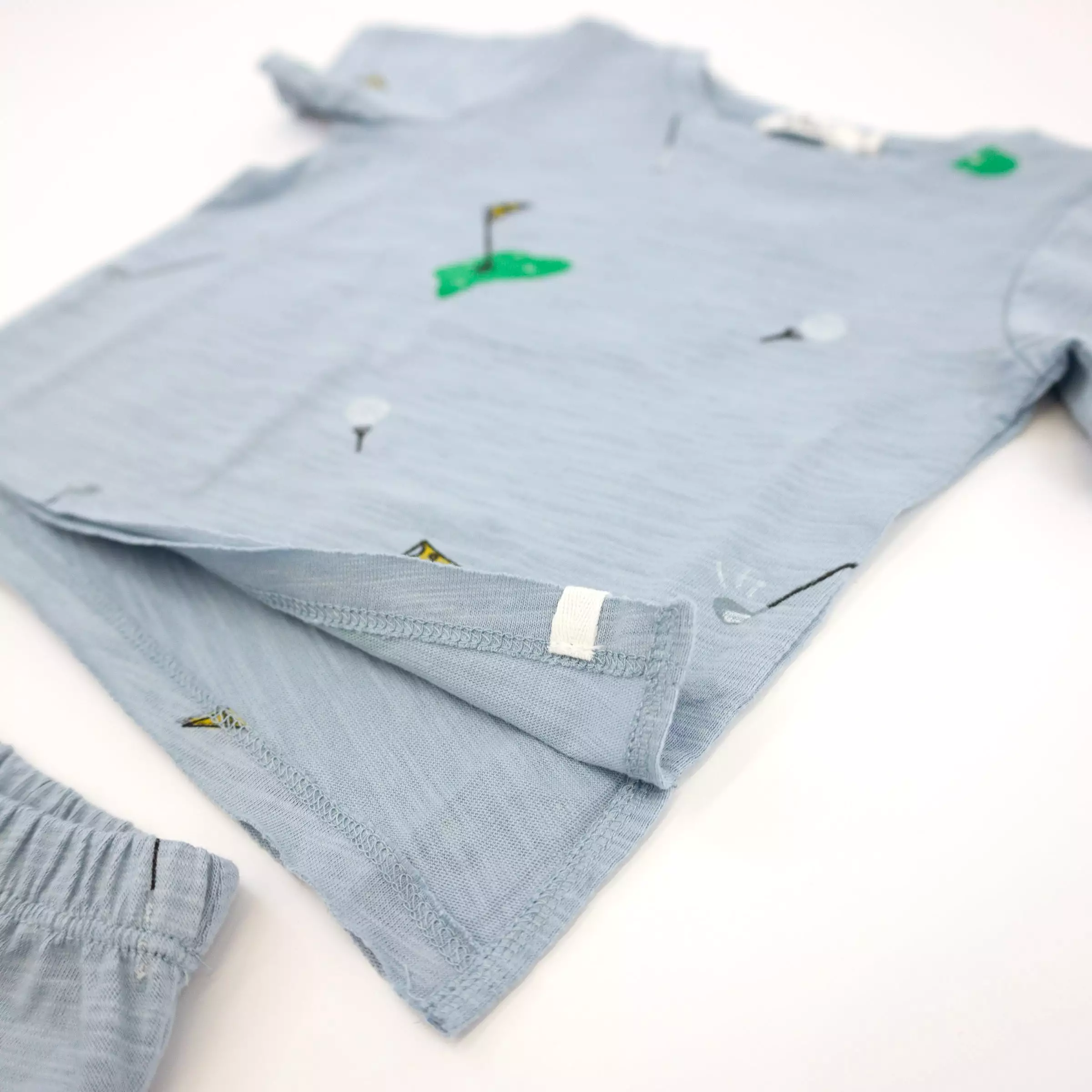 oh baby! Raw Edge Tee and Shorts Set - Golf Print - Fog