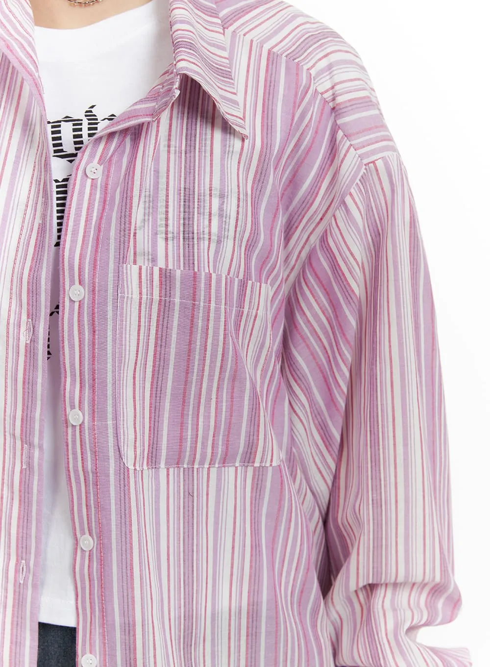 Oversized Stripe Cotton Shirt CA408