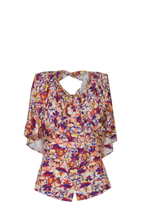 Paco Rabanne Draped Sleeve Floral Print Blouse