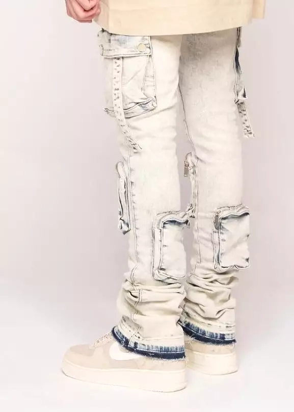 Pheelings “Never Look Back” Sand Cargo Flare Jeans