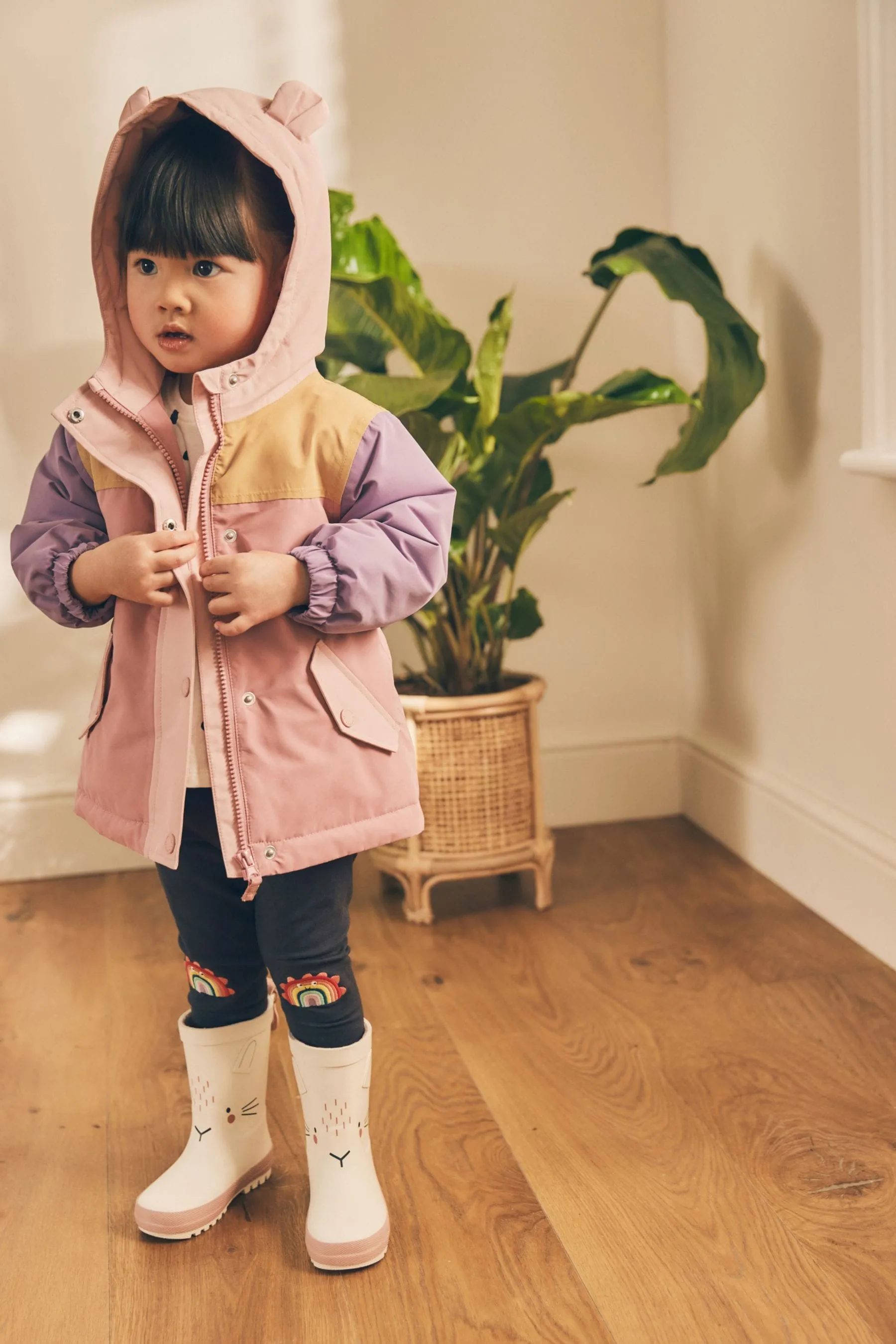 Pink Waterproof Colourblock Coat (3mths-7yrs)