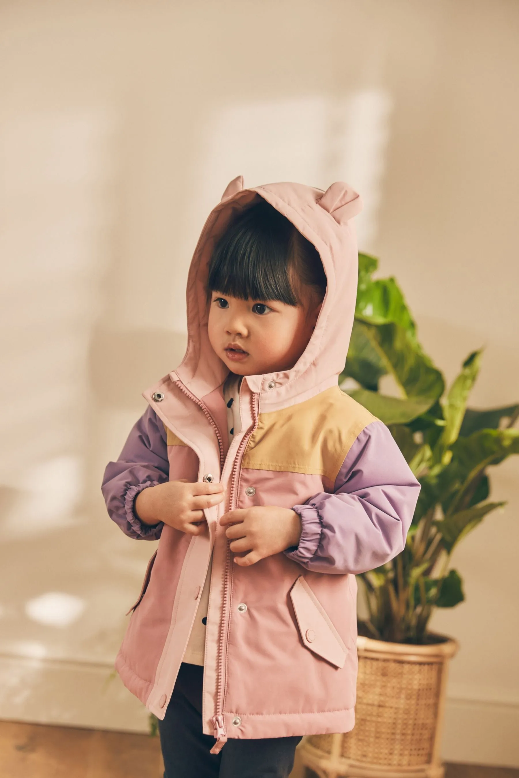 Pink Waterproof Colourblock Coat (3mths-7yrs)