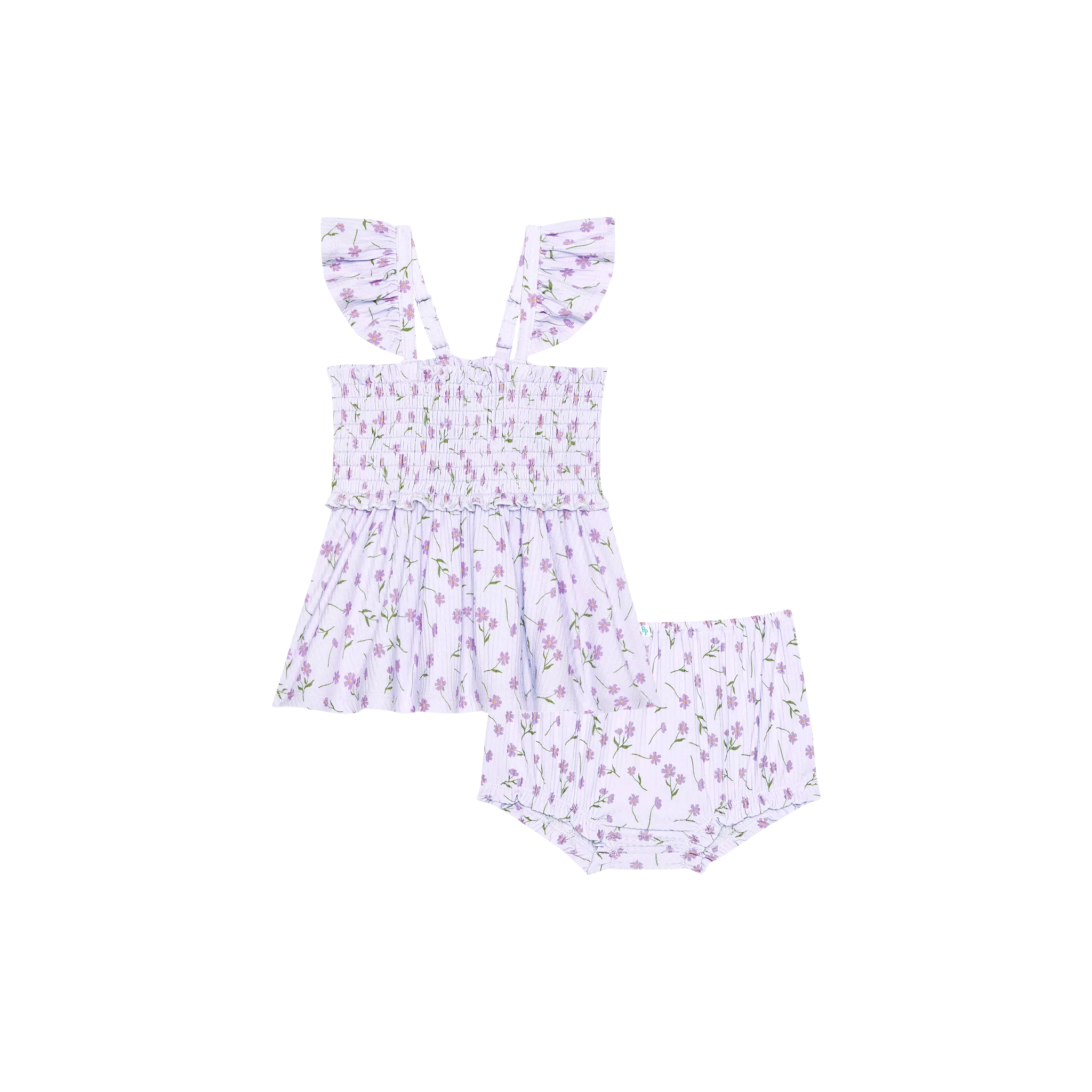 Posh Peanut Jeanette Smocked Flutter Sleeve Babydoll & Bloomer Set