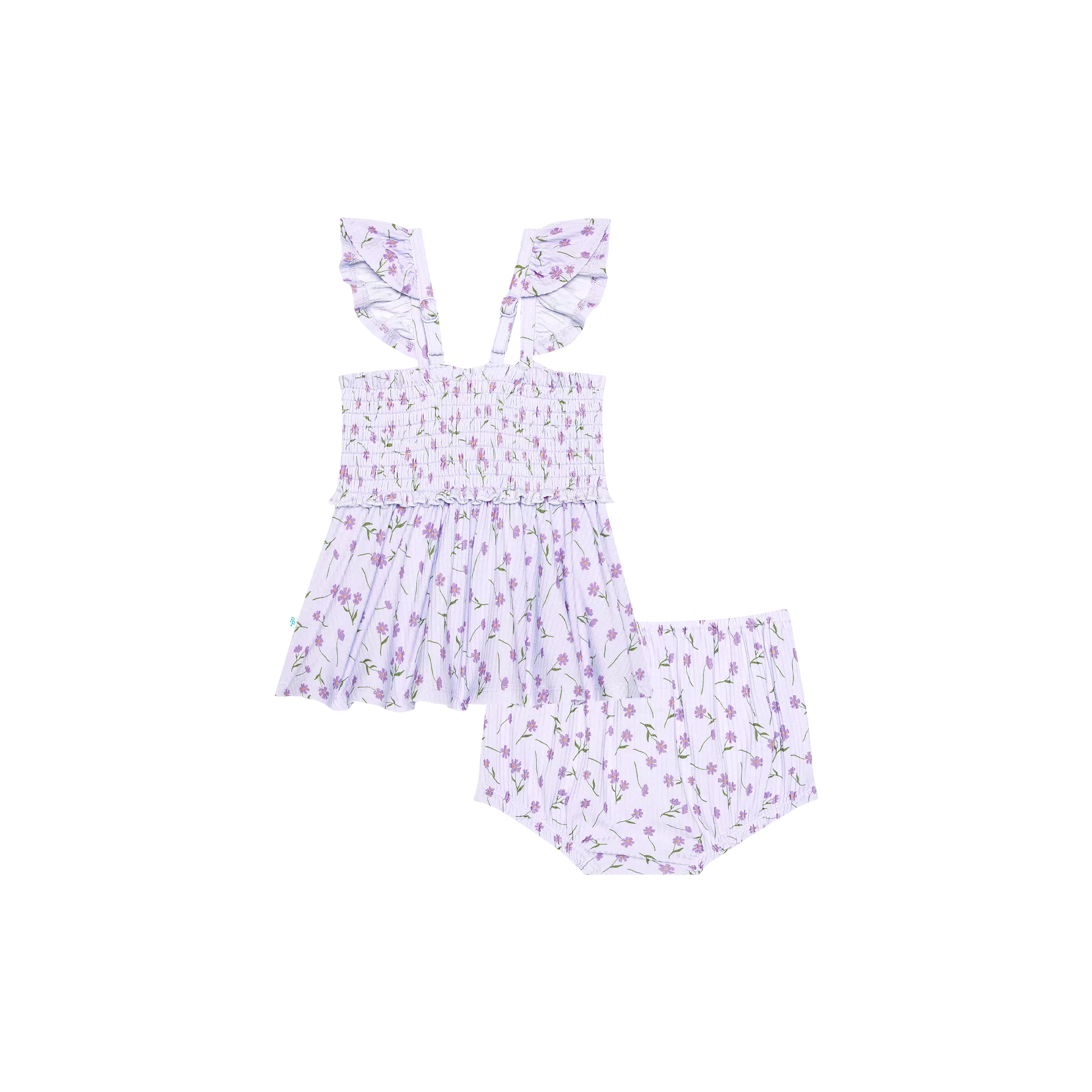 Posh Peanut Jeanette Smocked Flutter Sleeve Babydoll & Bloomer Set