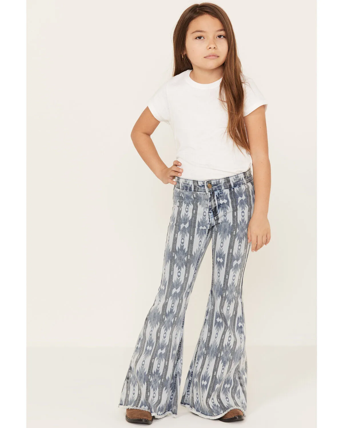 Product Name:  Rock & Roll Denim Girls' Southwestern Stripe Print Flare Jeans