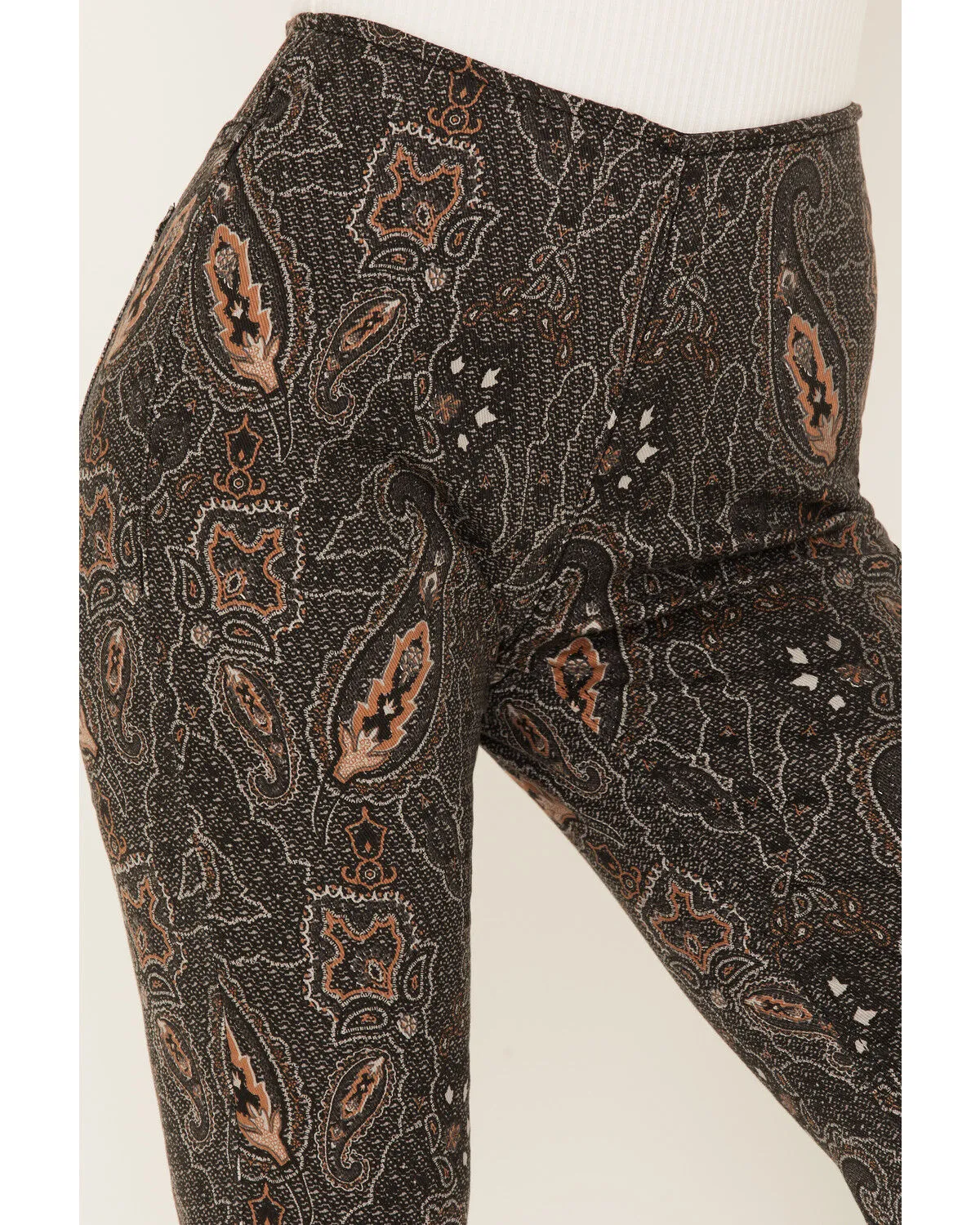 Product Name:  Rock & Roll Denim Women's Paisley Print High Rise Flare Jeans