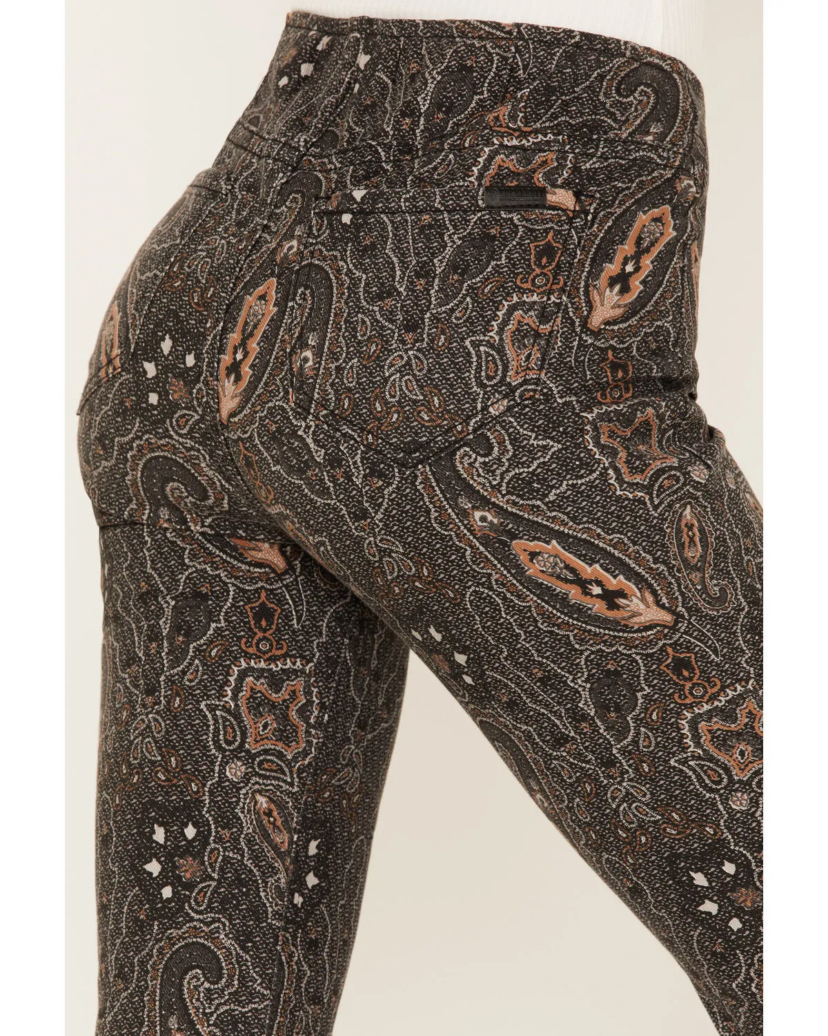 Product Name:  Rock & Roll Denim Women's Paisley Print High Rise Flare Jeans