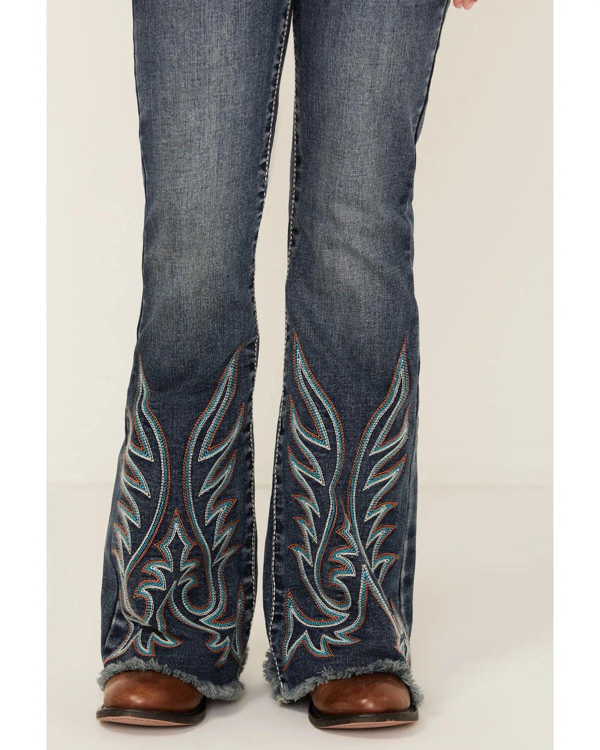 Product Name:  Shyanne Girls' Medium Wash Stitch Flare Stretch Denim Jeans