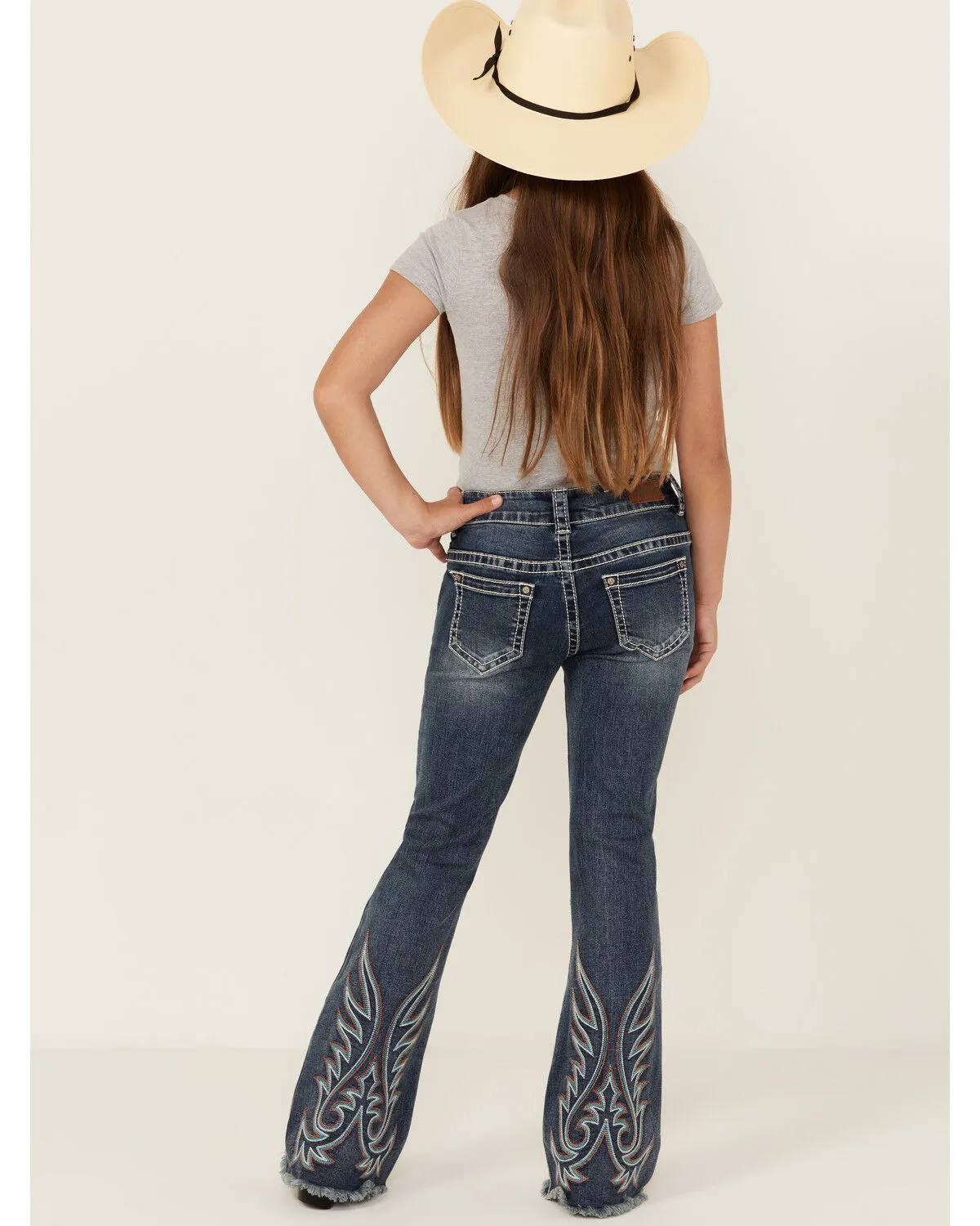 Product Name:  Shyanne Girls' Medium Wash Stitch Flare Stretch Denim Jeans