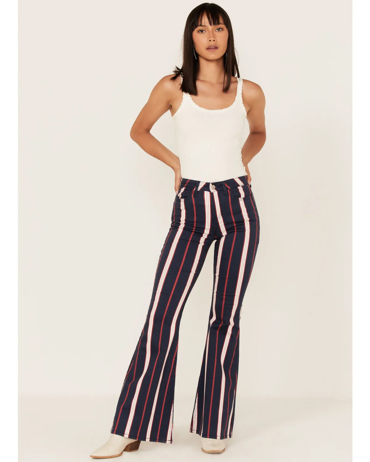 Product Name:  Shyanne Women's High Rise Stripe Super Flare Jeans