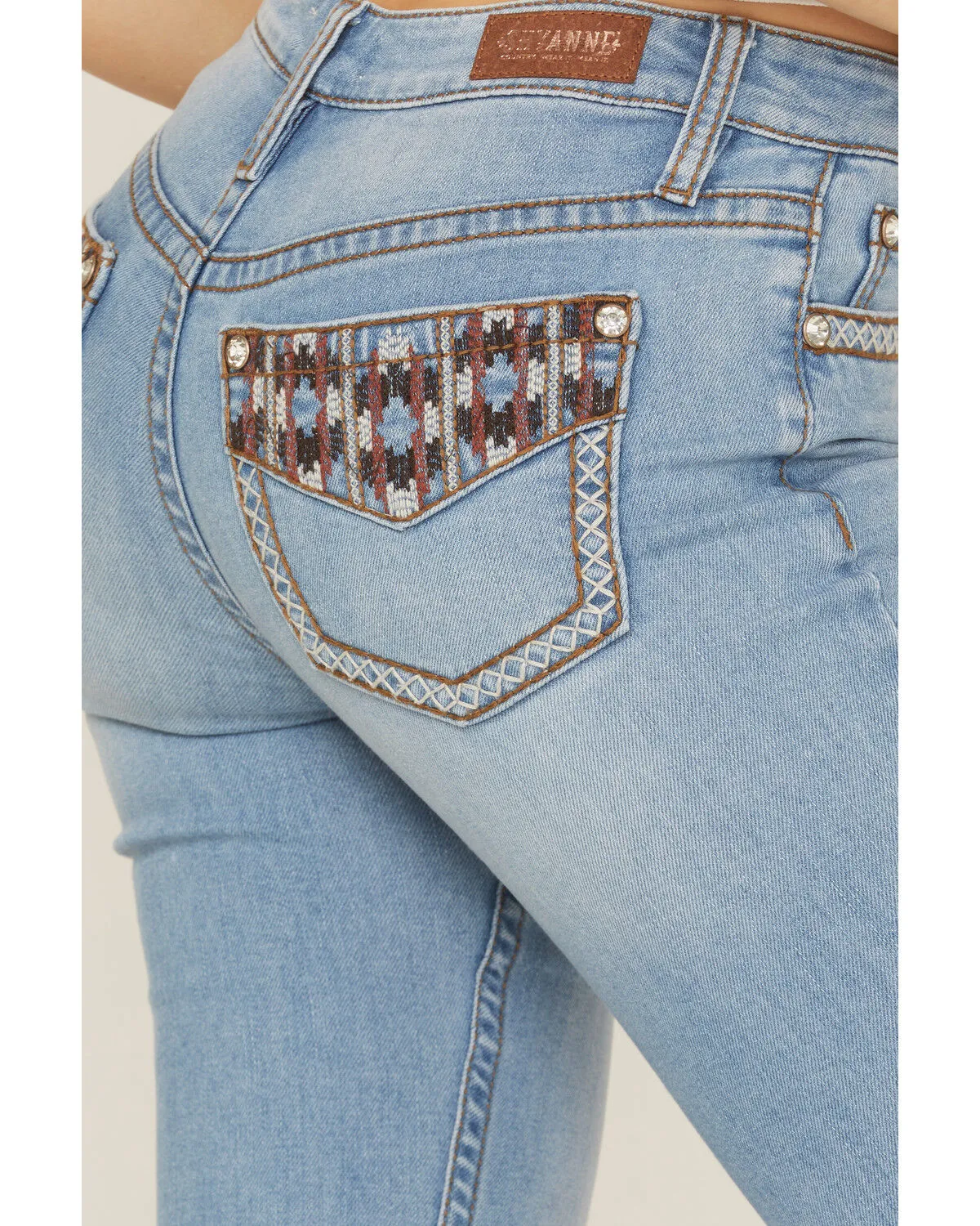 Product Name:  Shyanne Women's Mid Rise Southwestern Pocket Flare Jeans