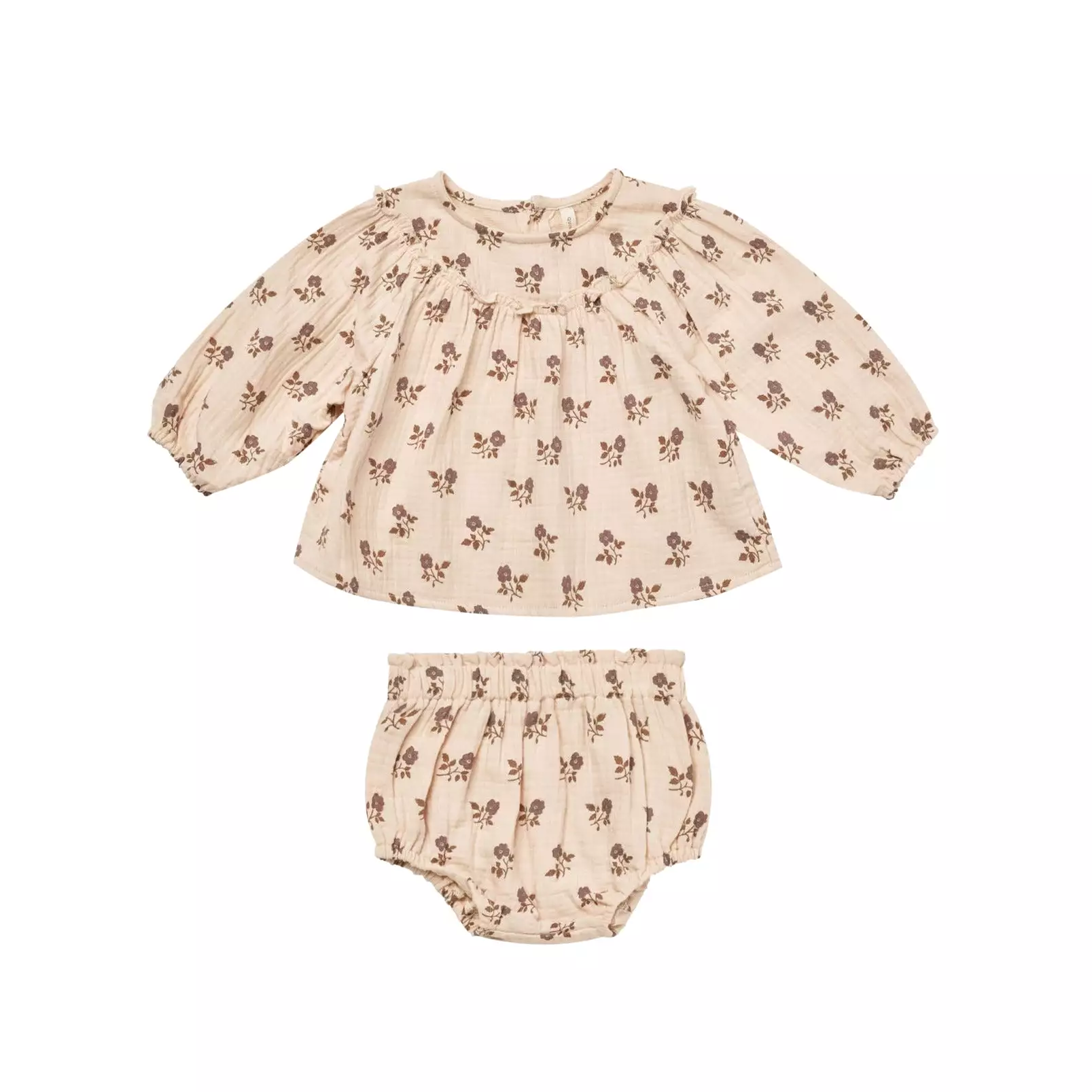 Quincy Mae Balloon Sleeve Blouse + Bloomer Set - Fig Flora