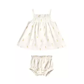 Quincy Mae Smocked Tank + Bloomer Set - Lemons