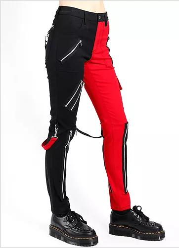 Red black split pants