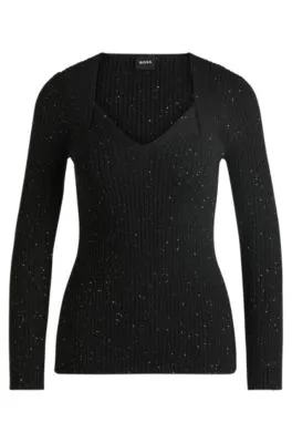 Ribbed sweater with sequin embellishments