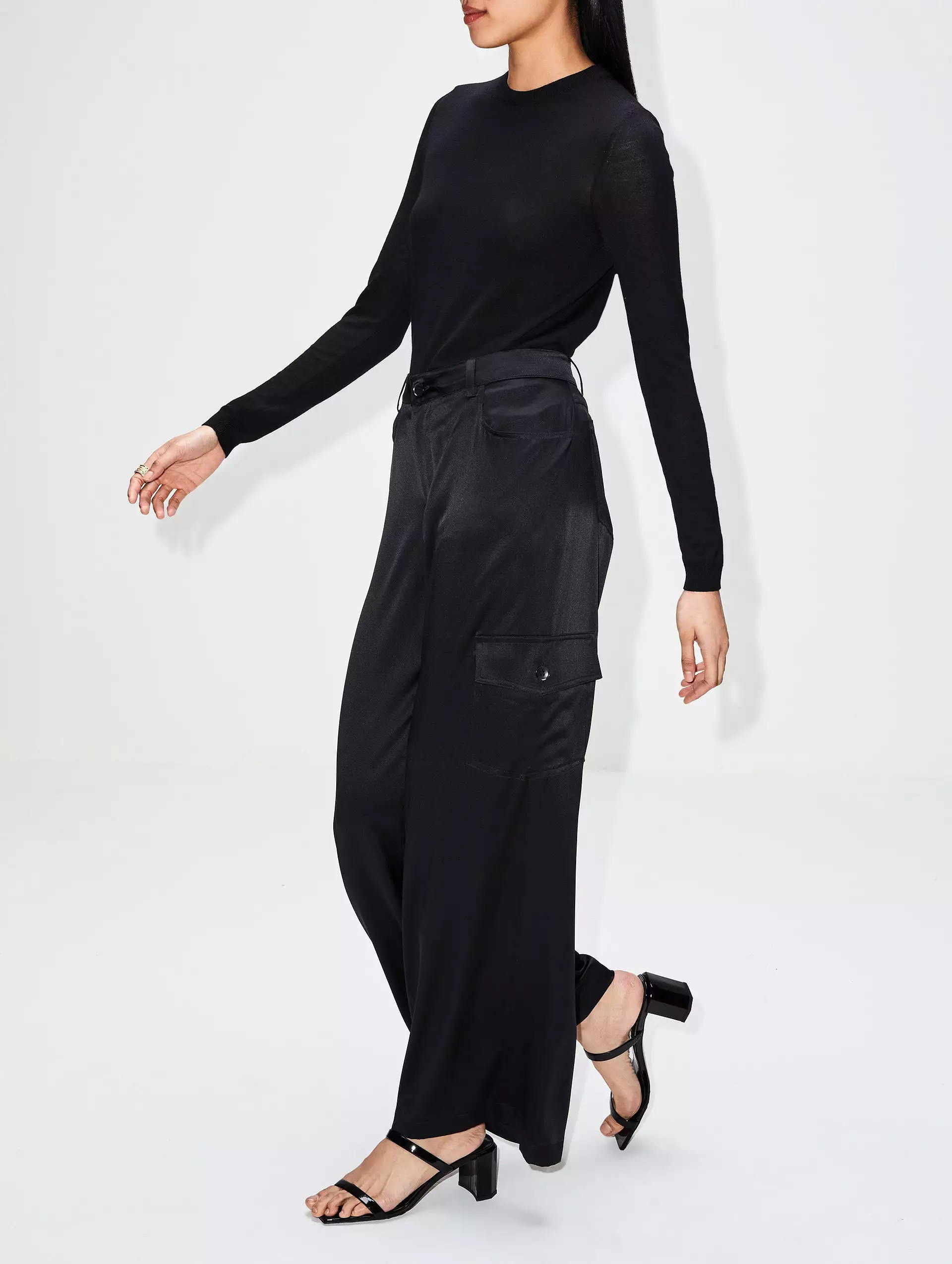 Ronan Wide Leg Silk Cargo Pant