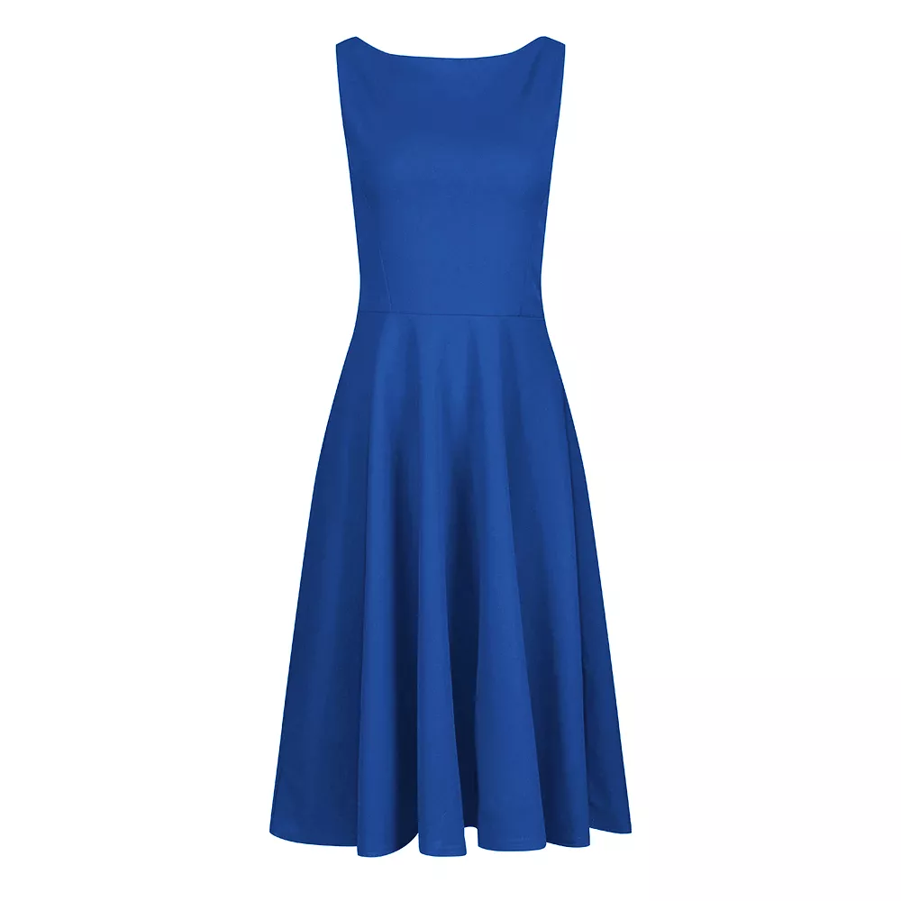 Royal Blue Audrey 1950s Style Swing Dress