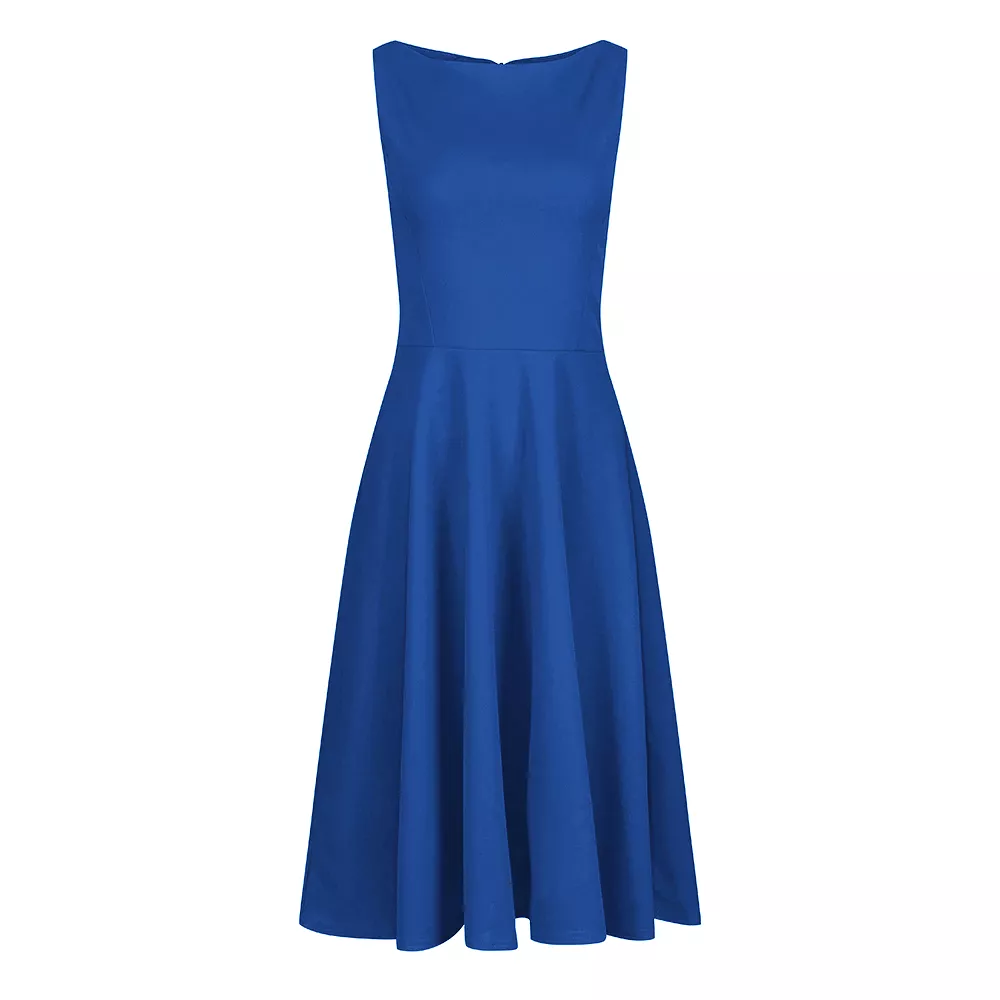 Royal Blue Audrey 1950s Style Swing Dress