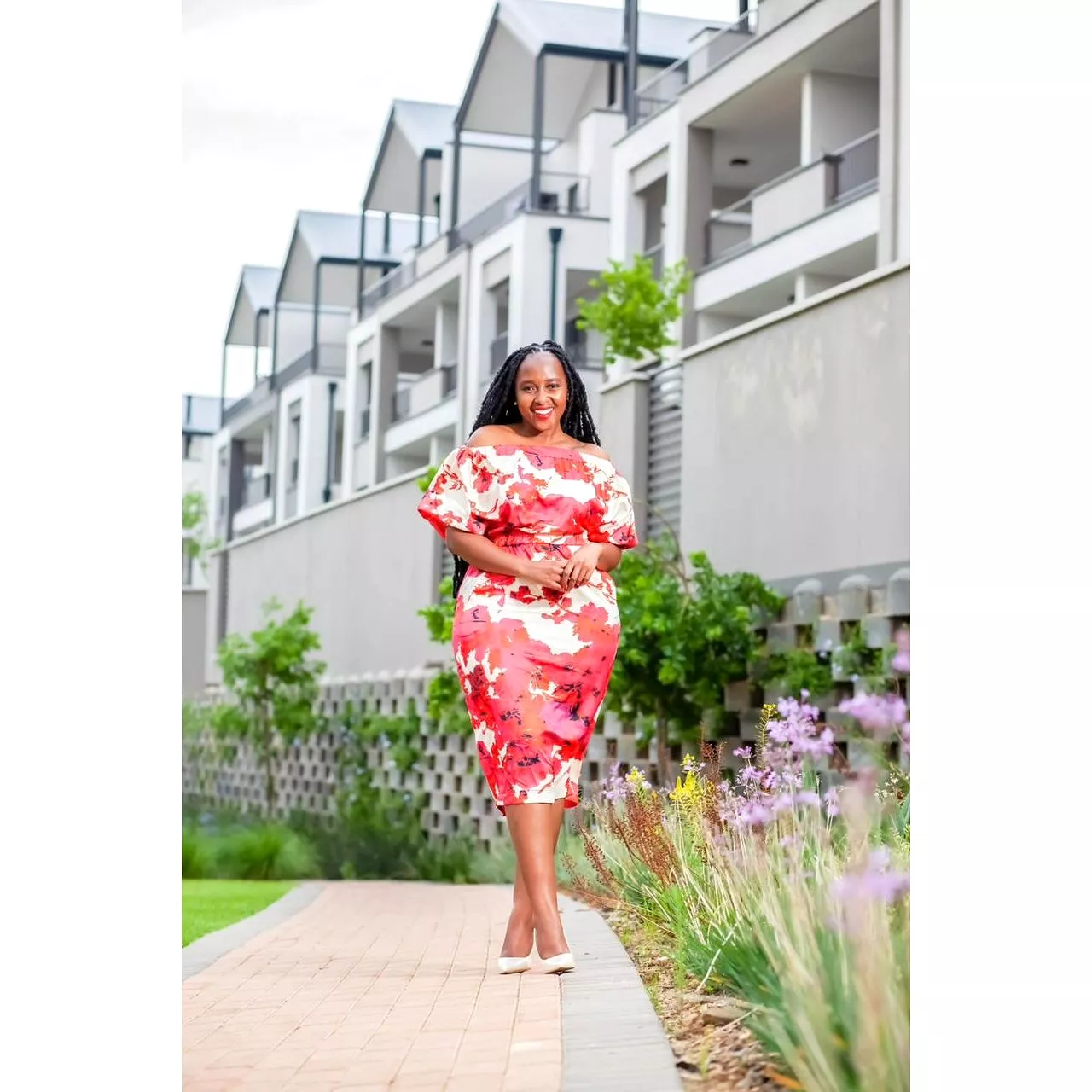 Slash Neck Off Shoulder Summer Floral Dress