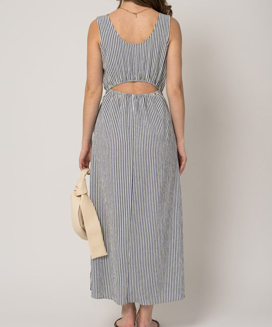 Sleeveless Stripe Dress - Ivory/Navy