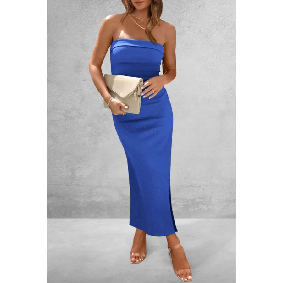 Slit Tube Midi Dress