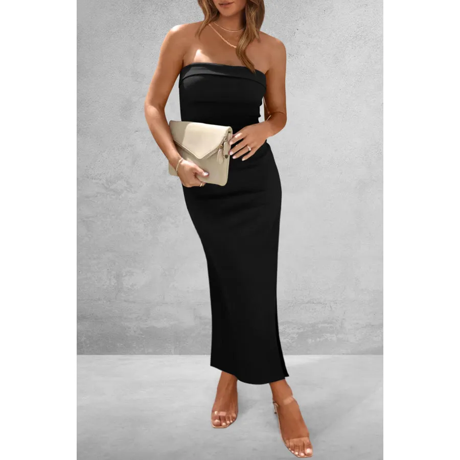 Slit Tube Midi Dress