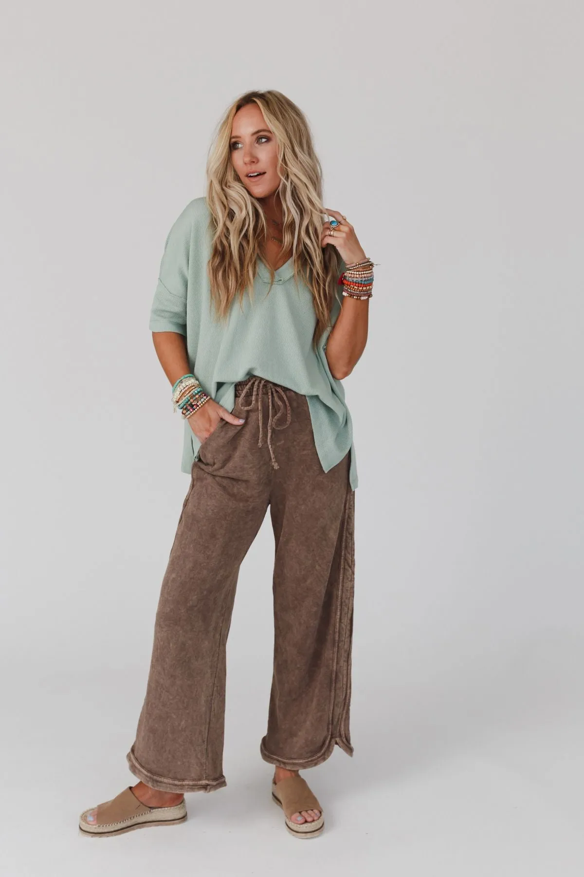 So Comfy Wide Leg Pant Full Length - Mocha