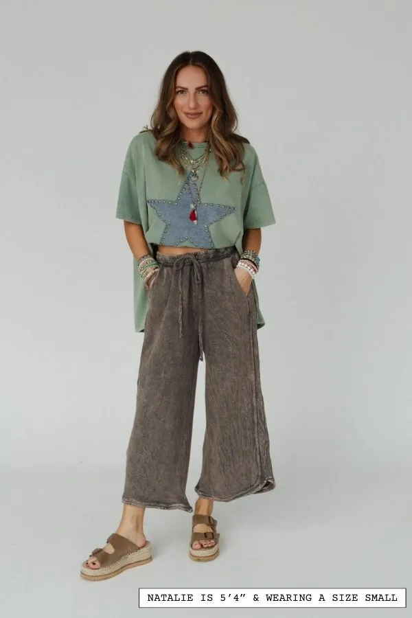 So Comfy Wide Leg Pant Petite Length - Gray