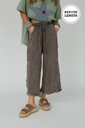 So Comfy Wide Leg Pant Petite Length - Gray