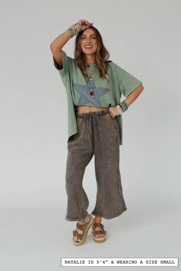 So Comfy Wide Leg Pant Petite Length - Gray