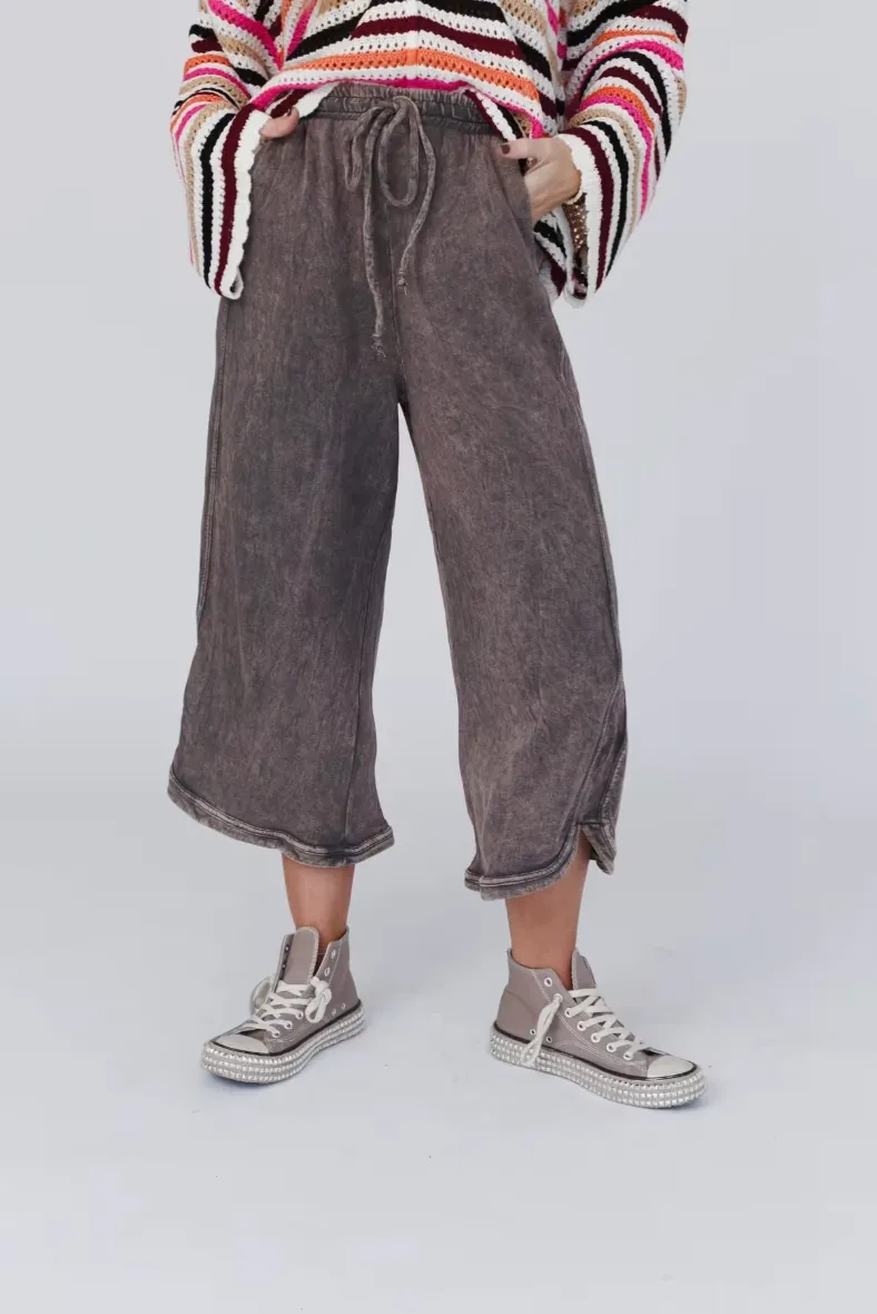 So Comfy Wide Leg Pant Petite Length - Gray