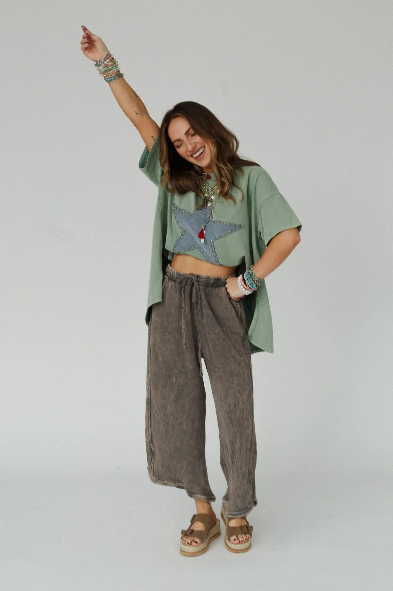 So Comfy Wide Leg Pant Petite Length - Gray