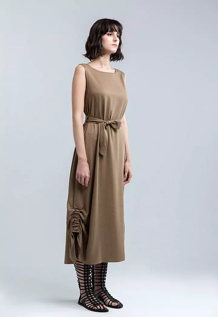 Solid Round Hem Swing Dress