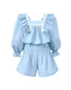 Square Neck Top And Shorts Coord Set