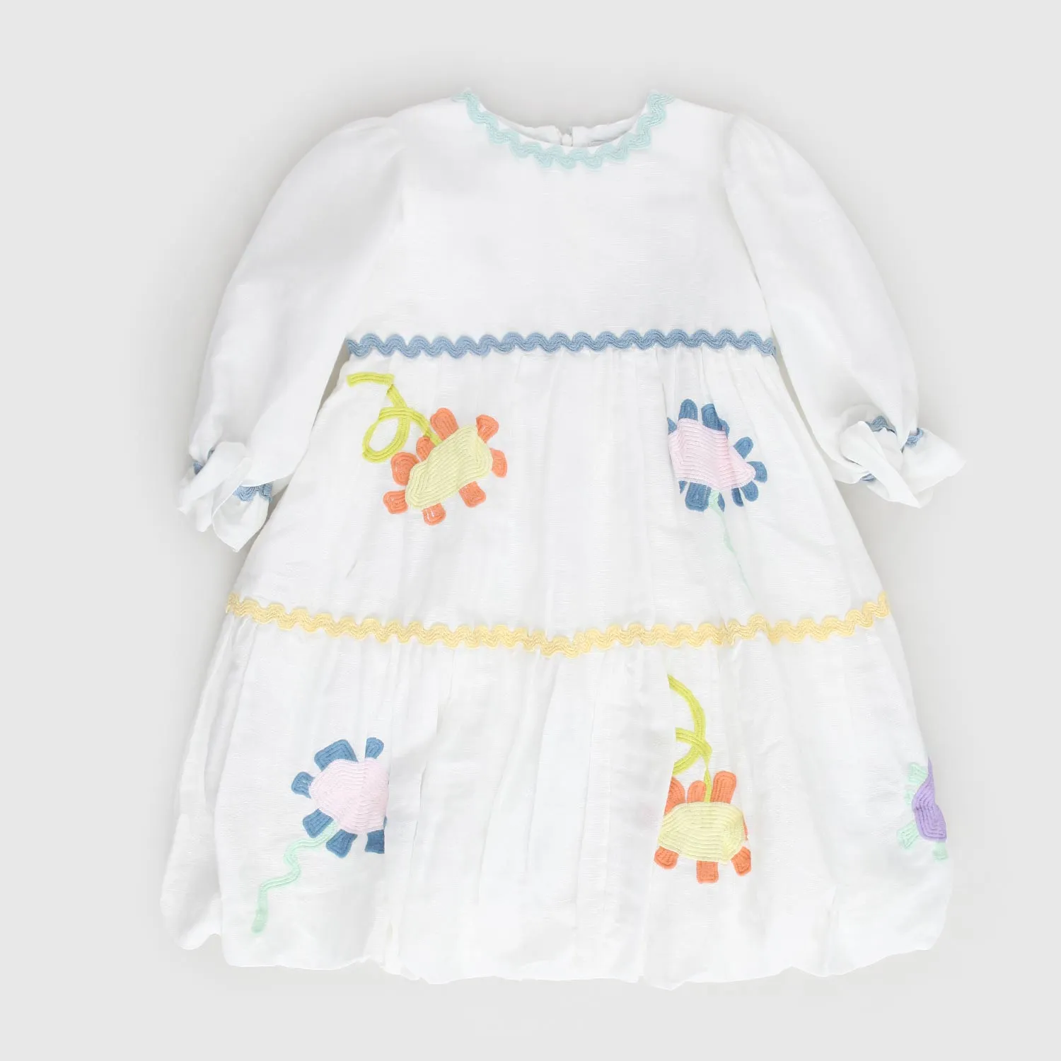 Stella Mccartney White Dress With Floral Embroidery For Girls