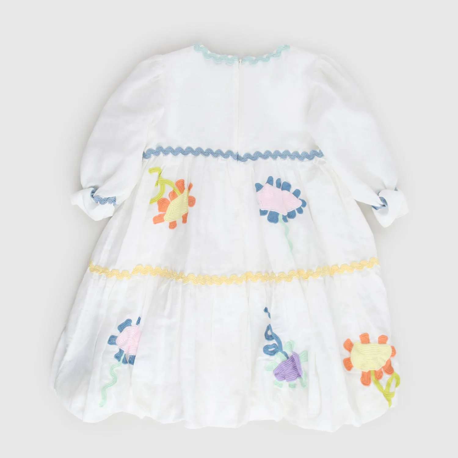 Stella Mccartney White Dress With Floral Embroidery For Girls