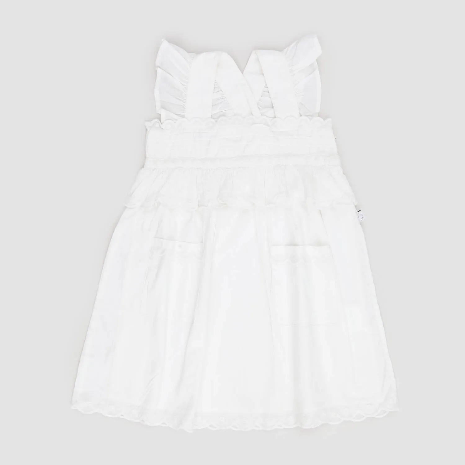 Stella Mccartney White Dress With Fringes For Baby Girls