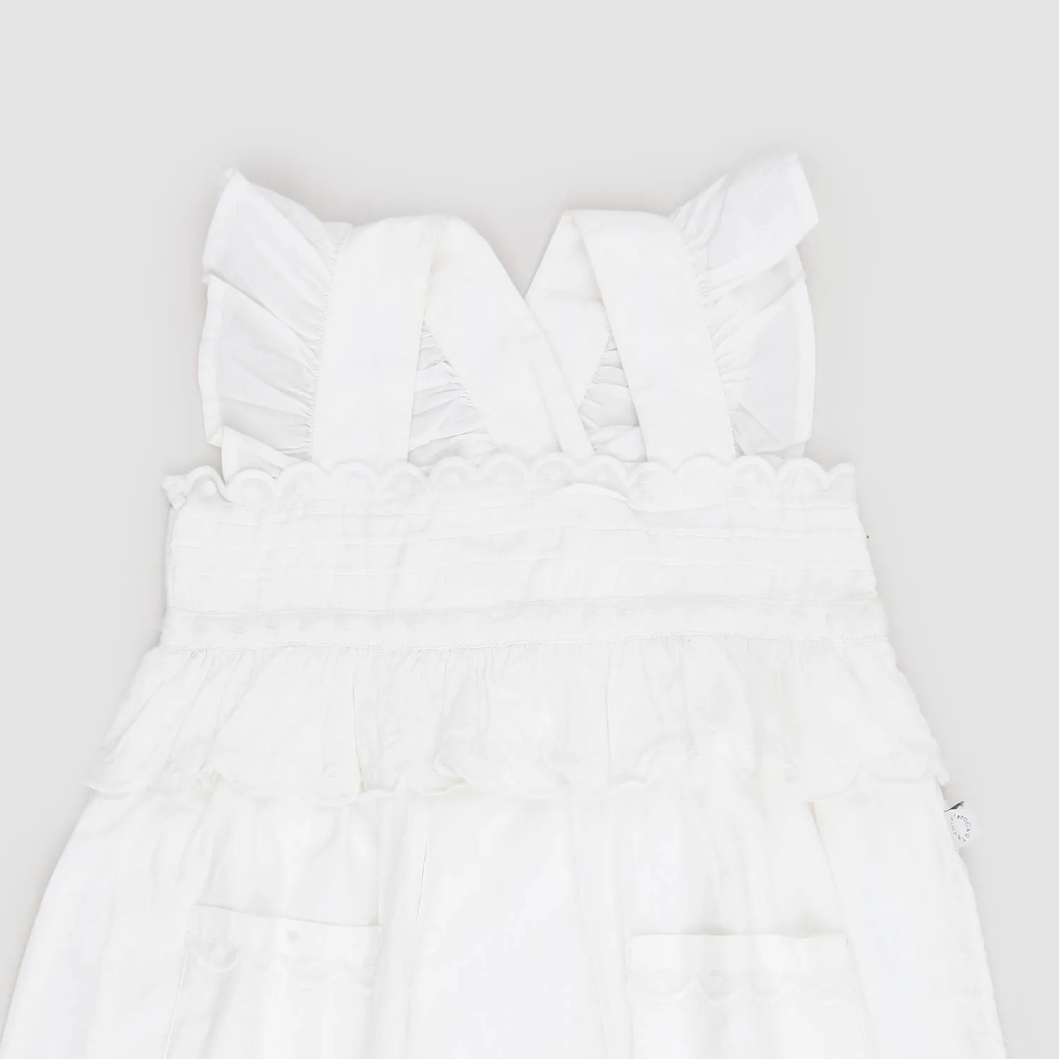 Stella Mccartney White Dress With Fringes For Baby Girls