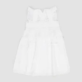 Stella Mccartney White Dress With Fringes For Baby Girls