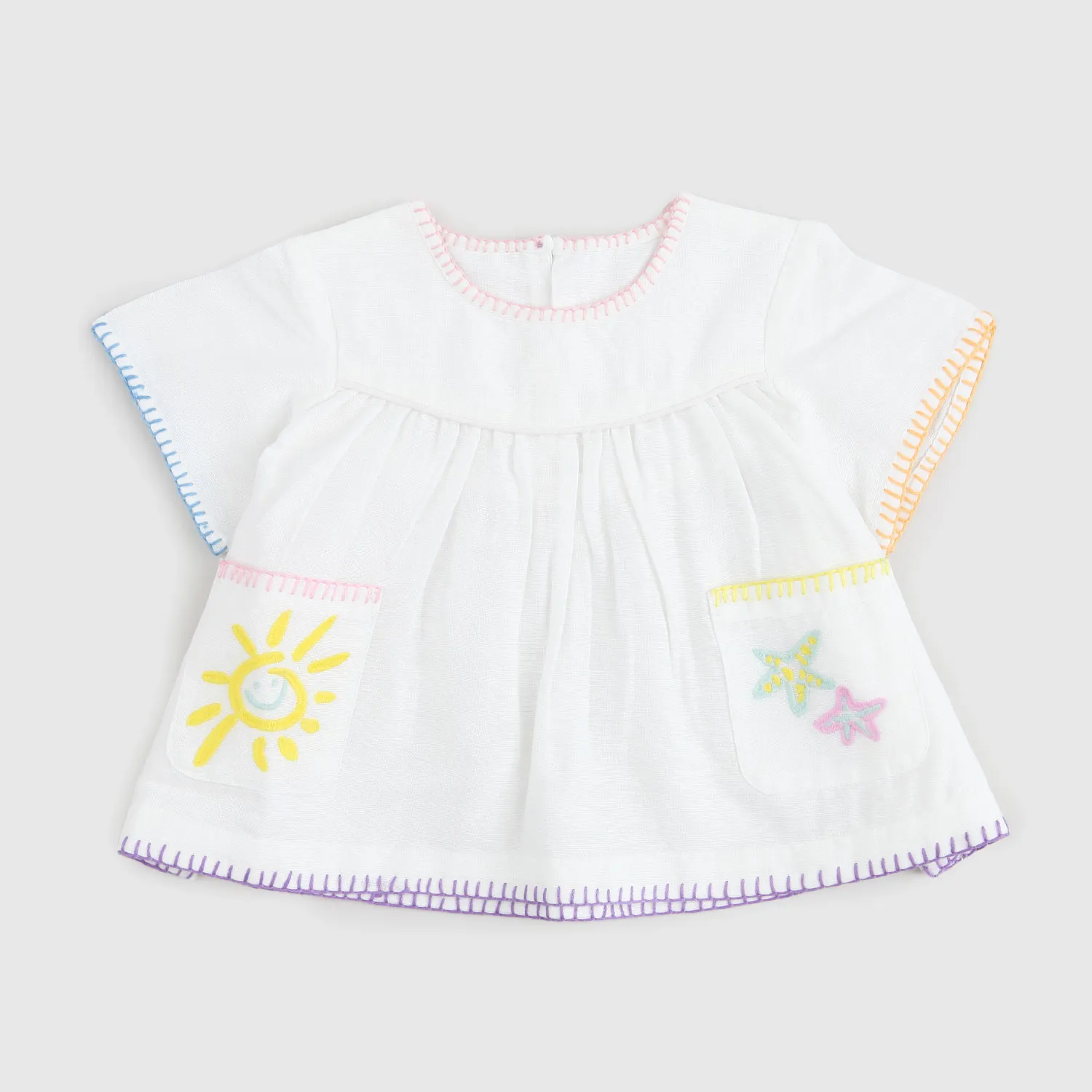 Stella Mccartney White Multicolored Dress For Baby Girls