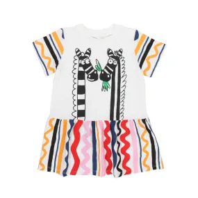 Stella Mccartney Zebra White And Multicolor Girl Dress