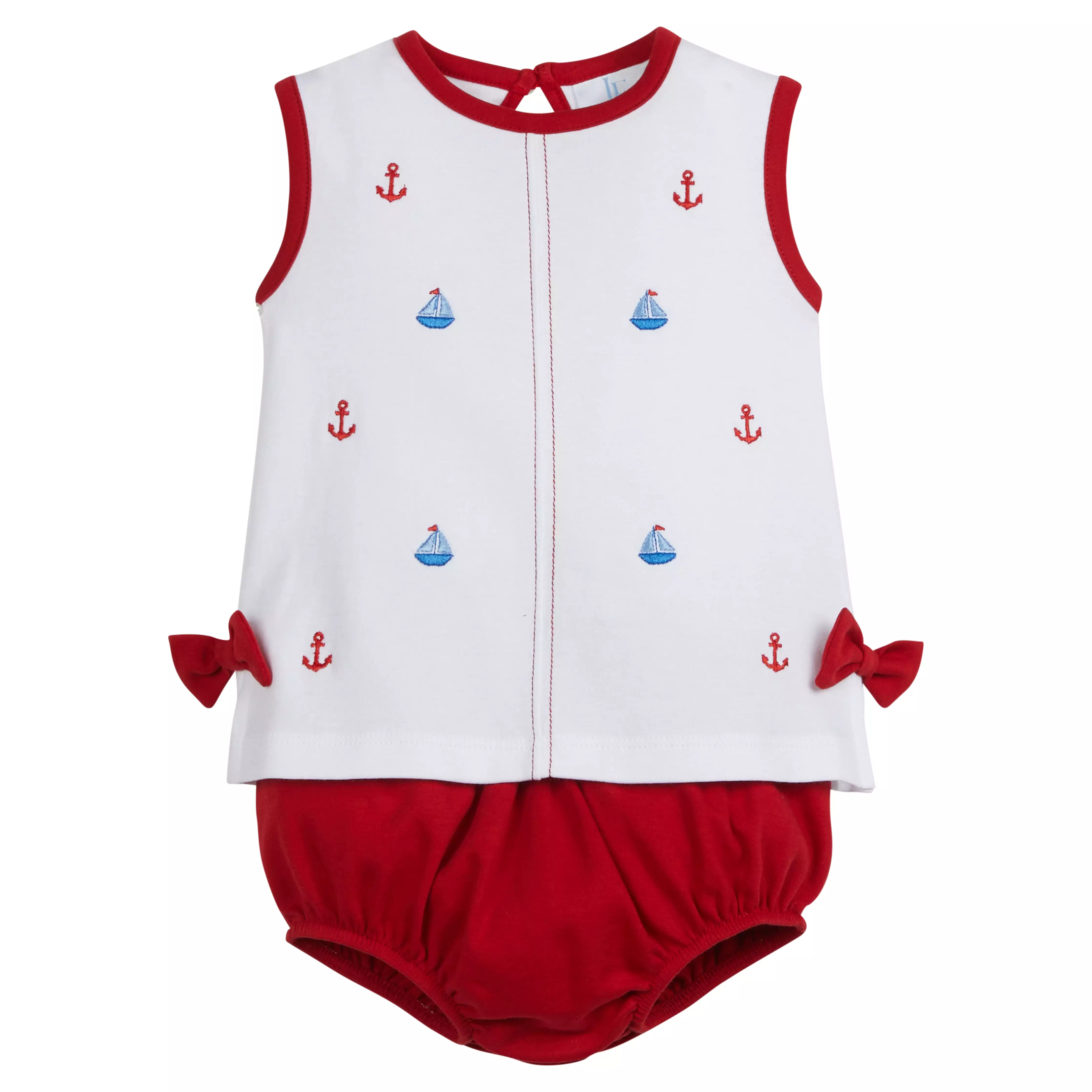 Suzy Bow Diaper Set - Nautical