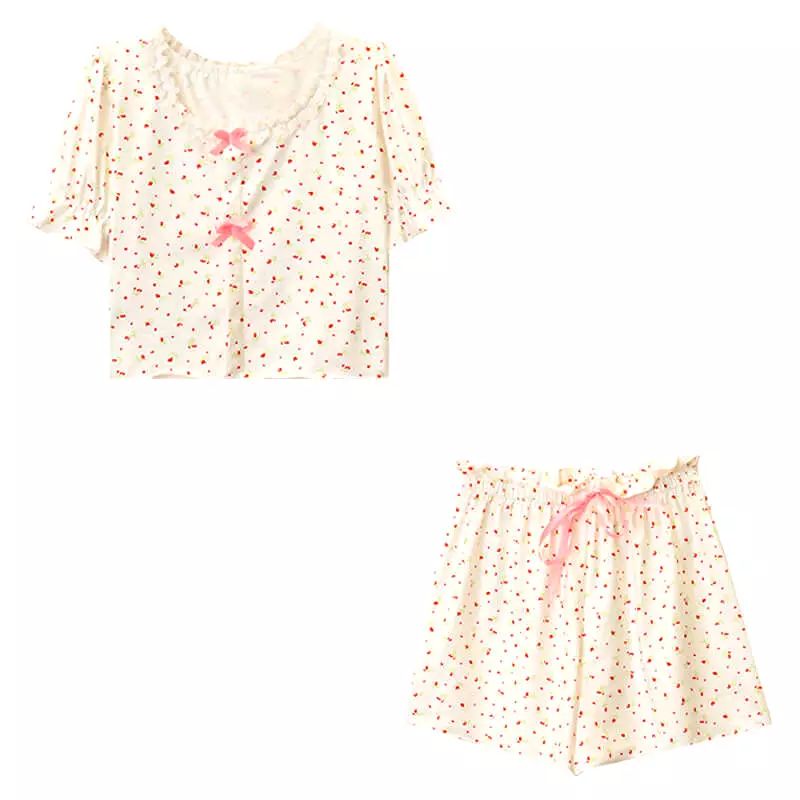 Sweet girl floral Pajama shorts two piece set BY5016