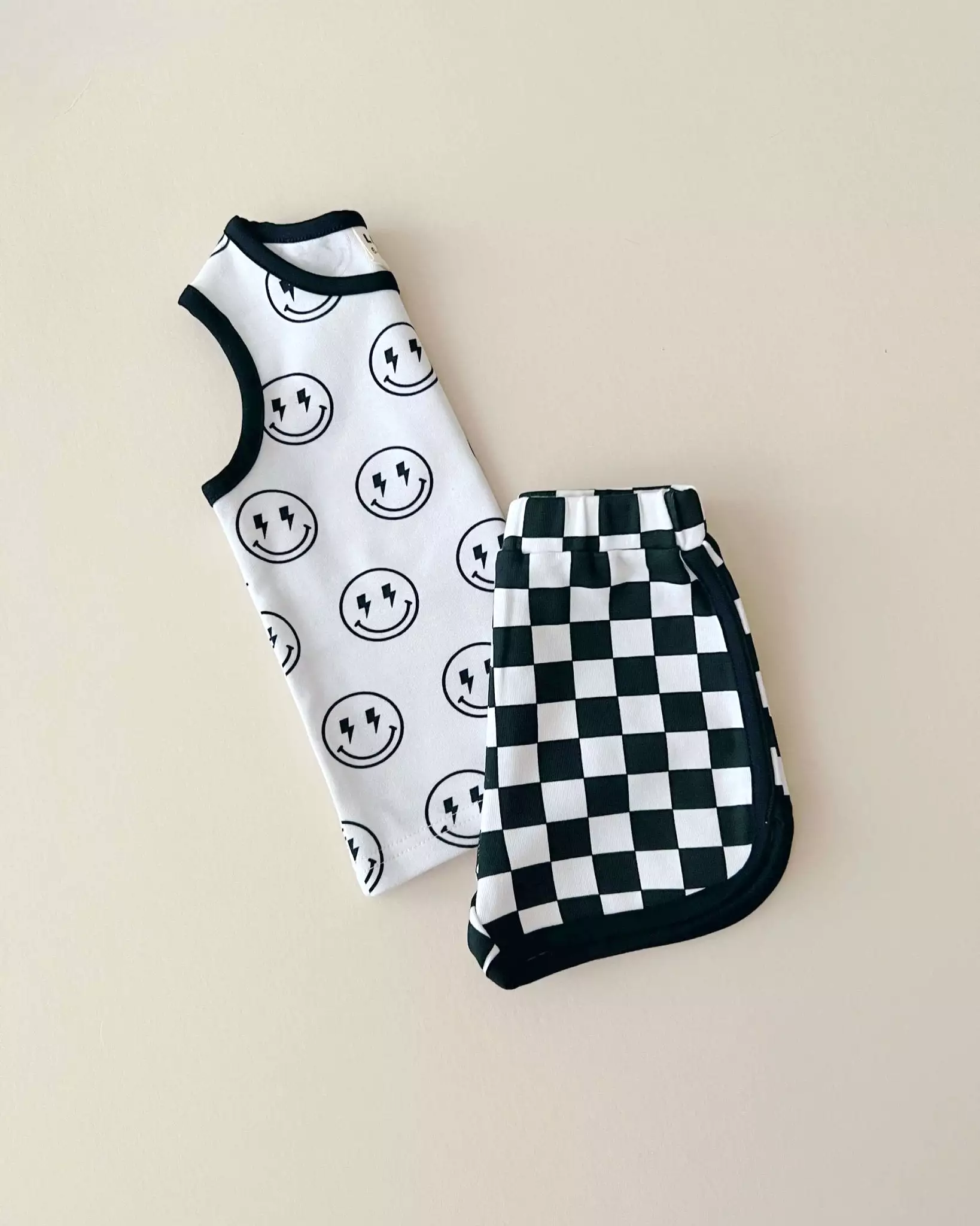 Tank & Shorts Set | Checkered Smiley