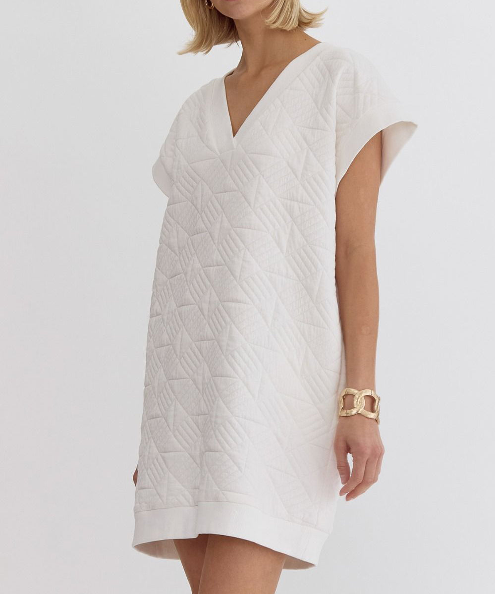 Textured Mini Dress - Off White