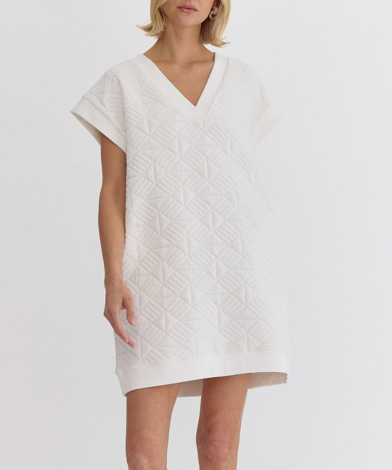 Textured Mini Dress - Off White