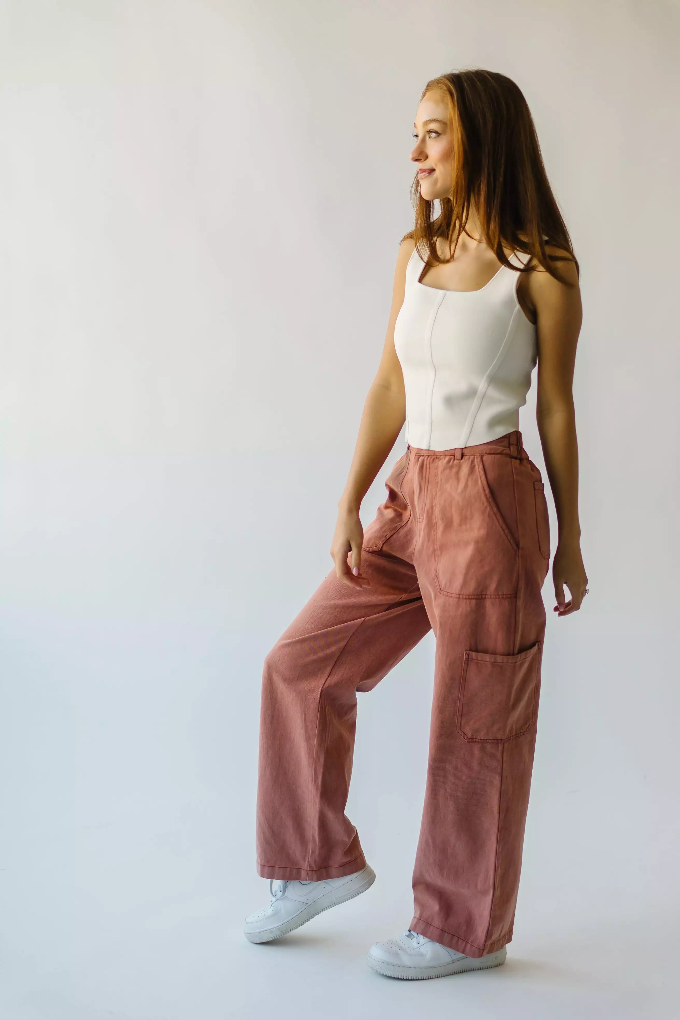 The Despain Wide Leg Pant in Washed Mauve