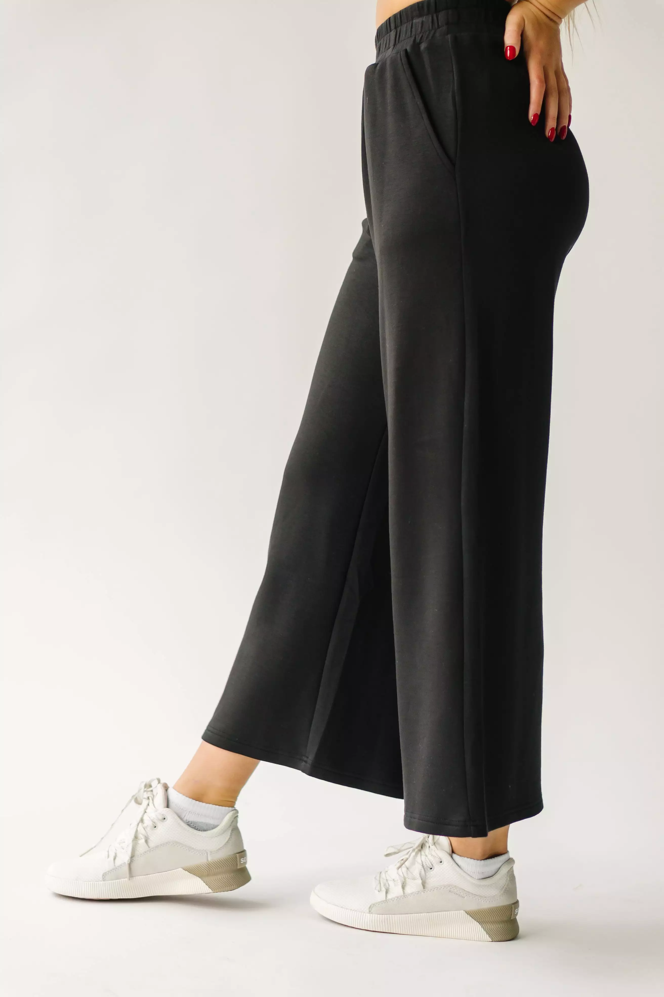 The Hallman Cropped Wide Leg Pant in Black