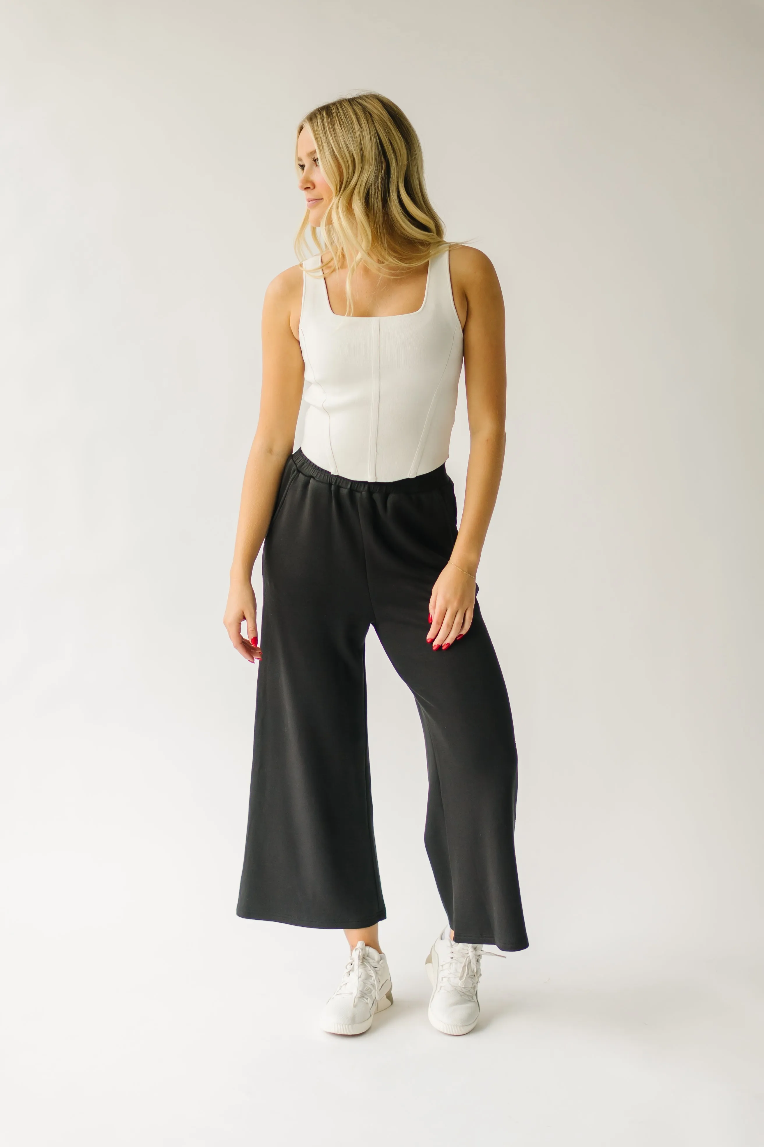 The Hallman Cropped Wide Leg Pant in Black